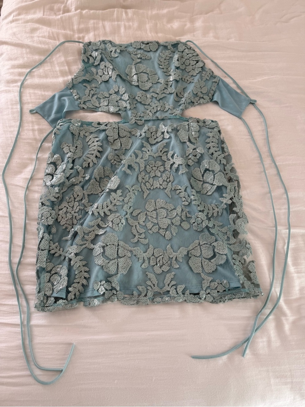 Lucy in the Sky Light Blue Lace Mini Dress